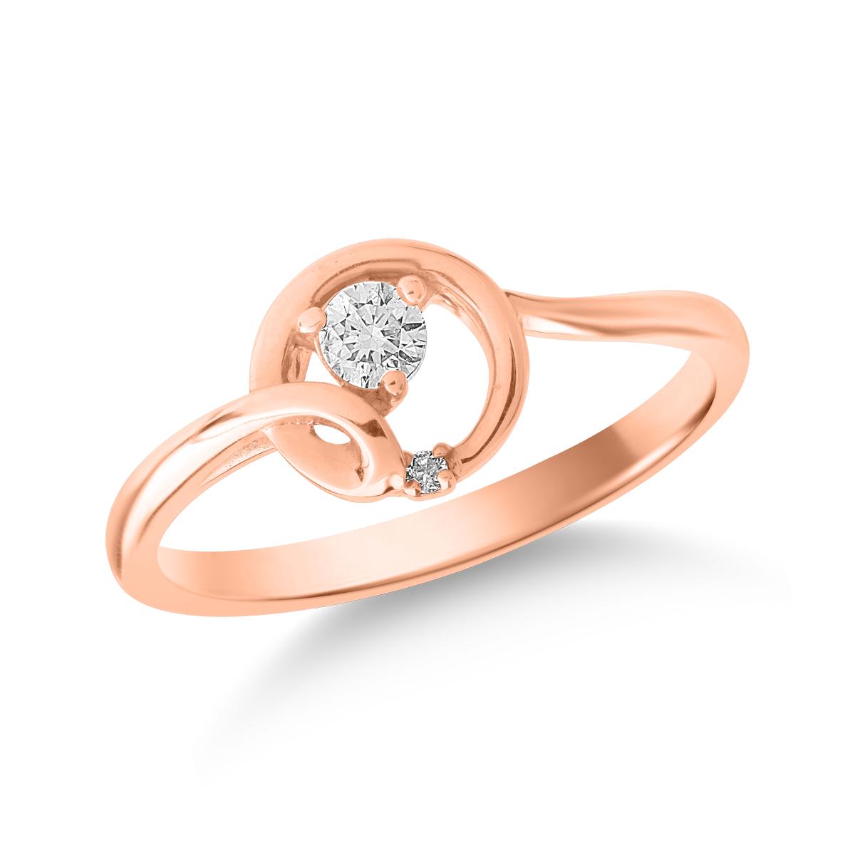 Inel din aur roz de 18K cu diamante de 0.107ct